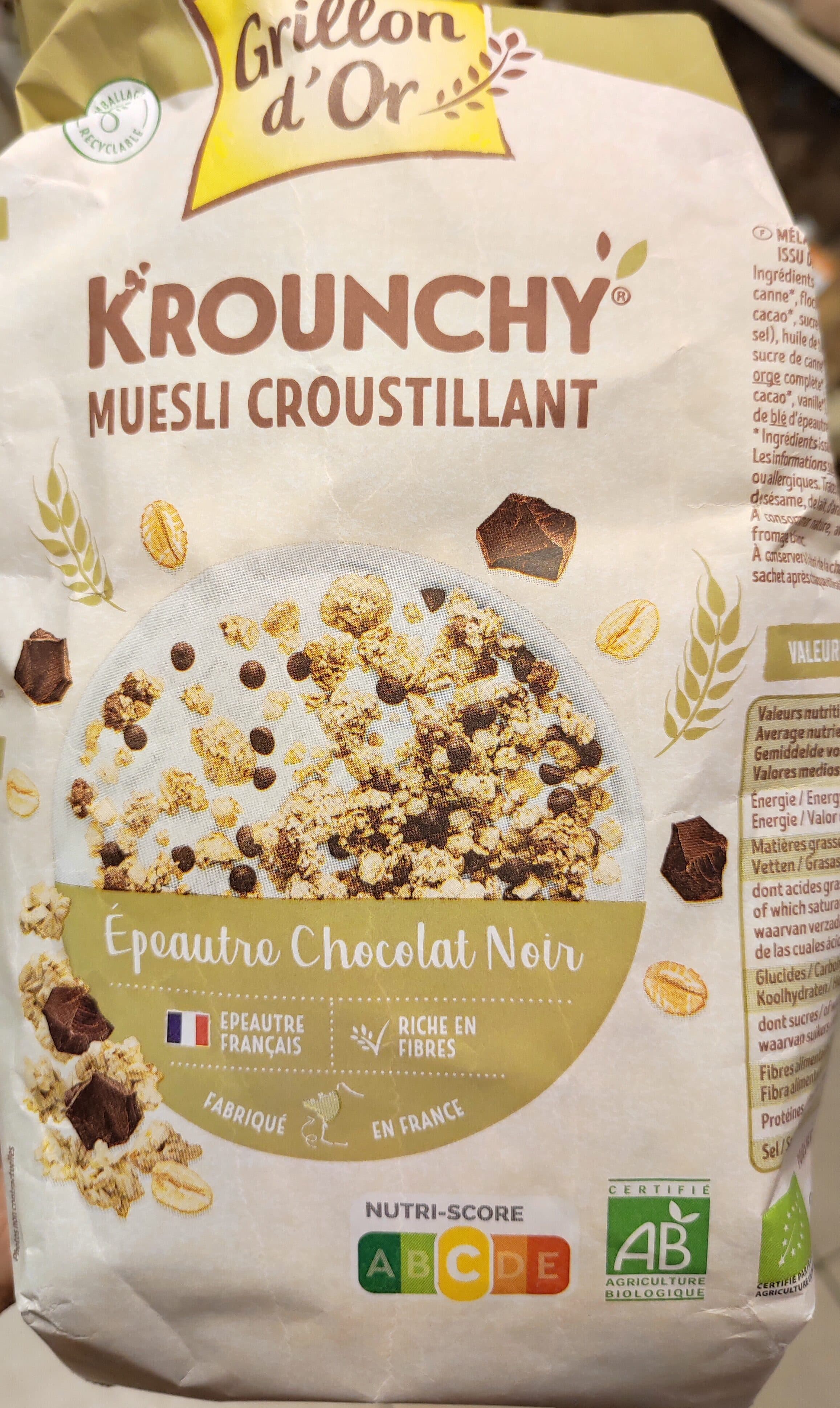 Grillon d'Or Krounchy épeautre chocolat noir packshot
