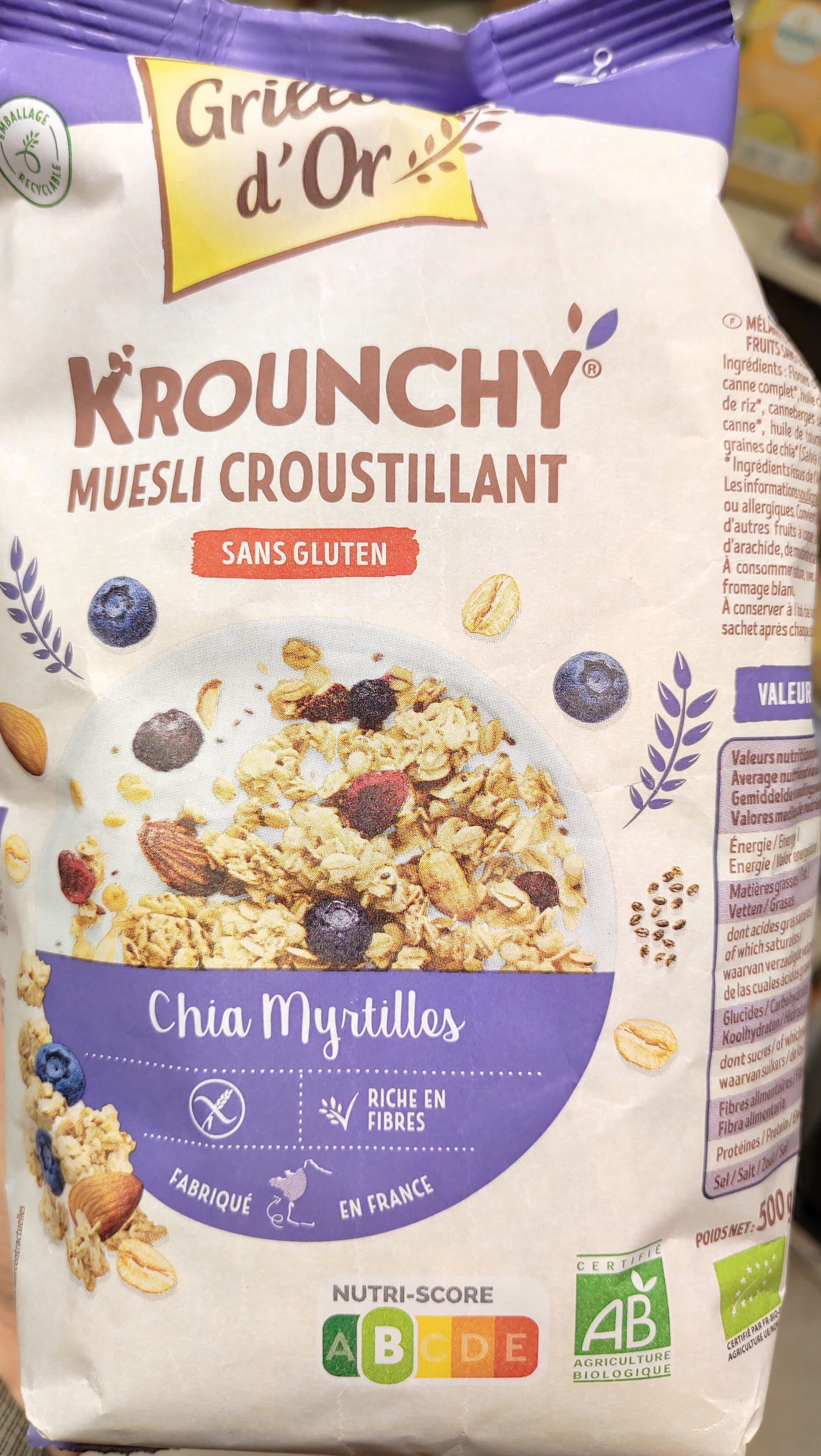 Grillon D'or Krounchy Chia Myrtilles packshot