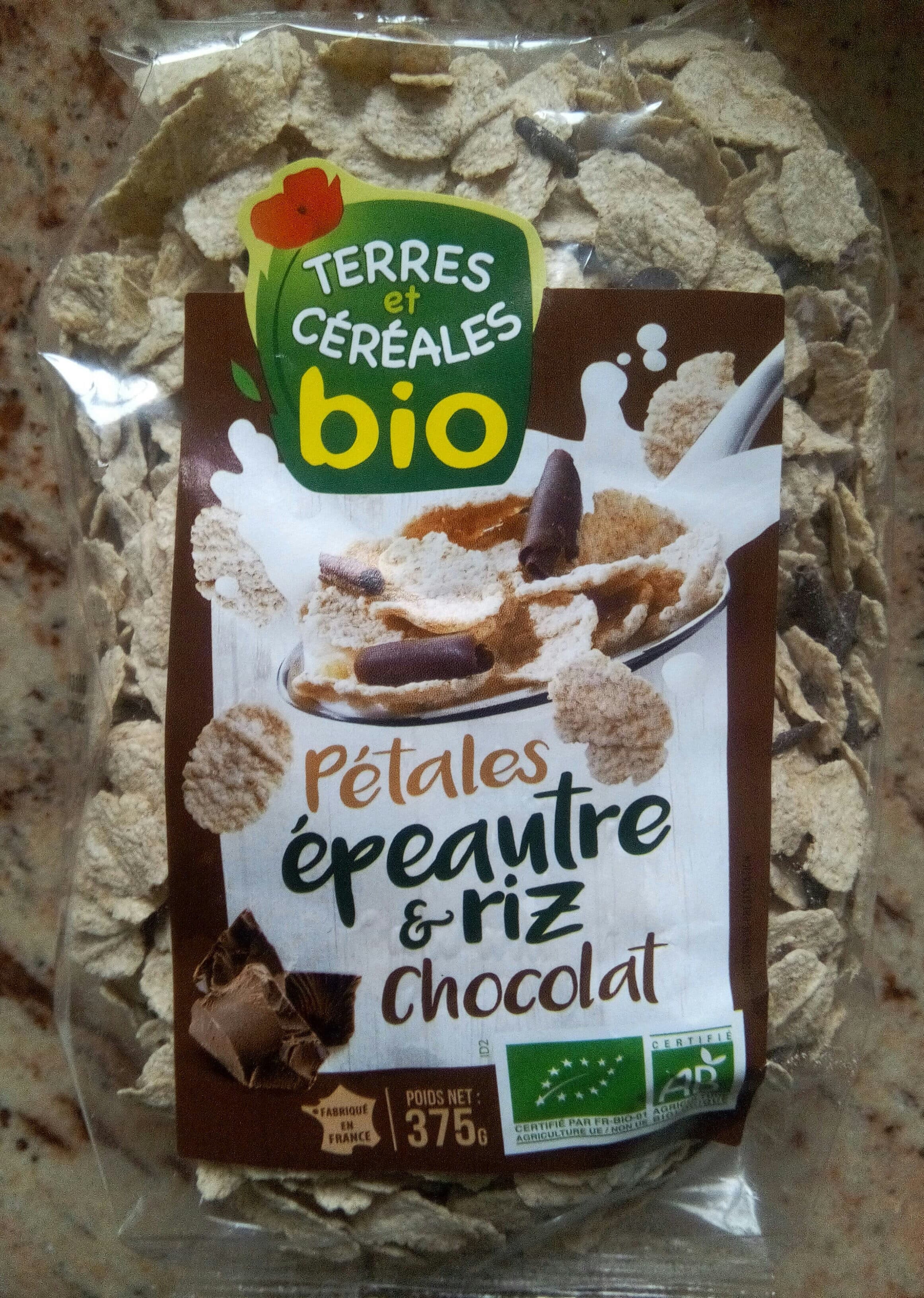 Terres et céréales Pétales Epeautre & riz Chocolat packshot