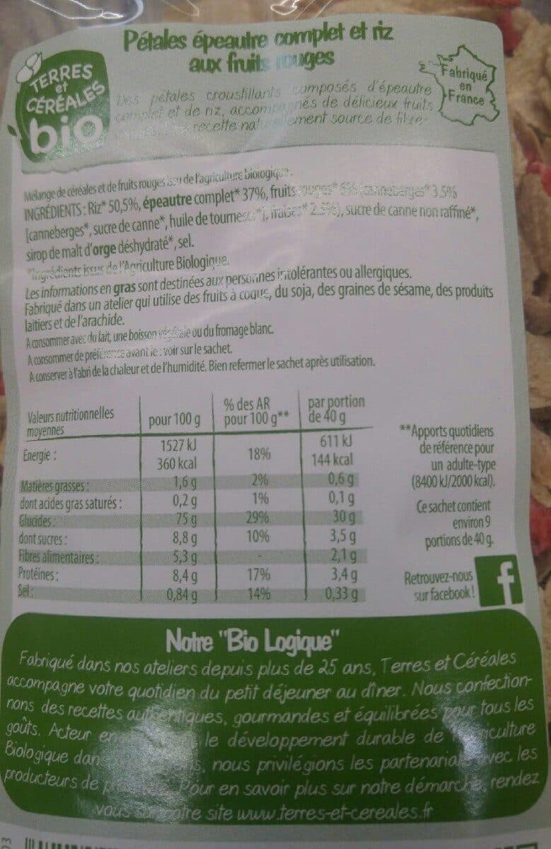 TERRES ET CÉRÉALES BIO Pétales épeautre & riz fruits rouges packshot