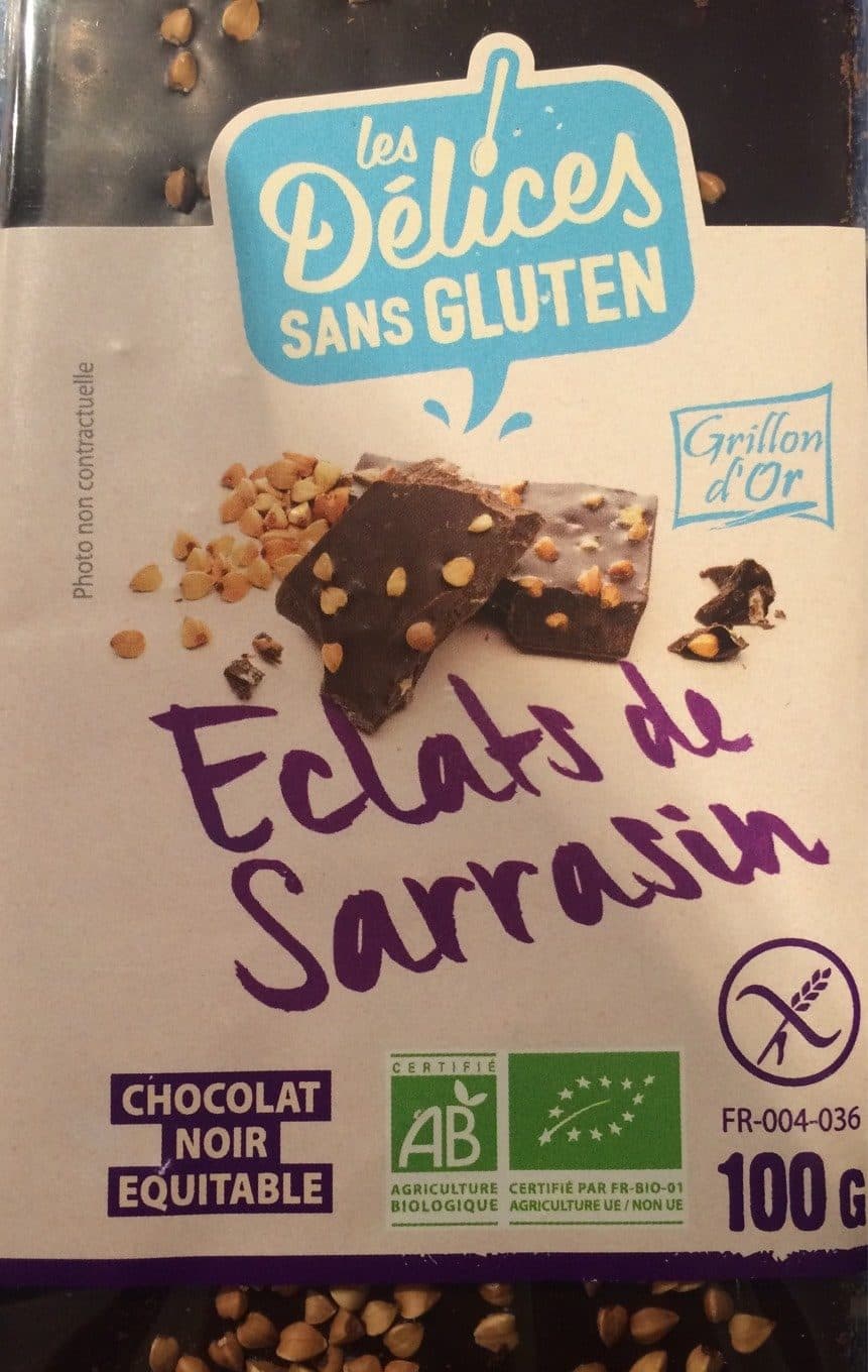 Les Delices Sans Gluten Chocolat Noir éclats De Sarrasin - 100G - Grillon D'or (Céréco) packshot