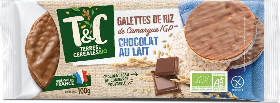 Terres et Céréales Galettes de riz nappées au chocolat au lait packshot