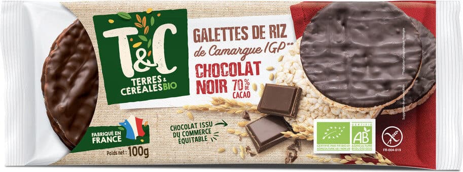 Terres et céréales Galettes de riz au chocolat noir packshot