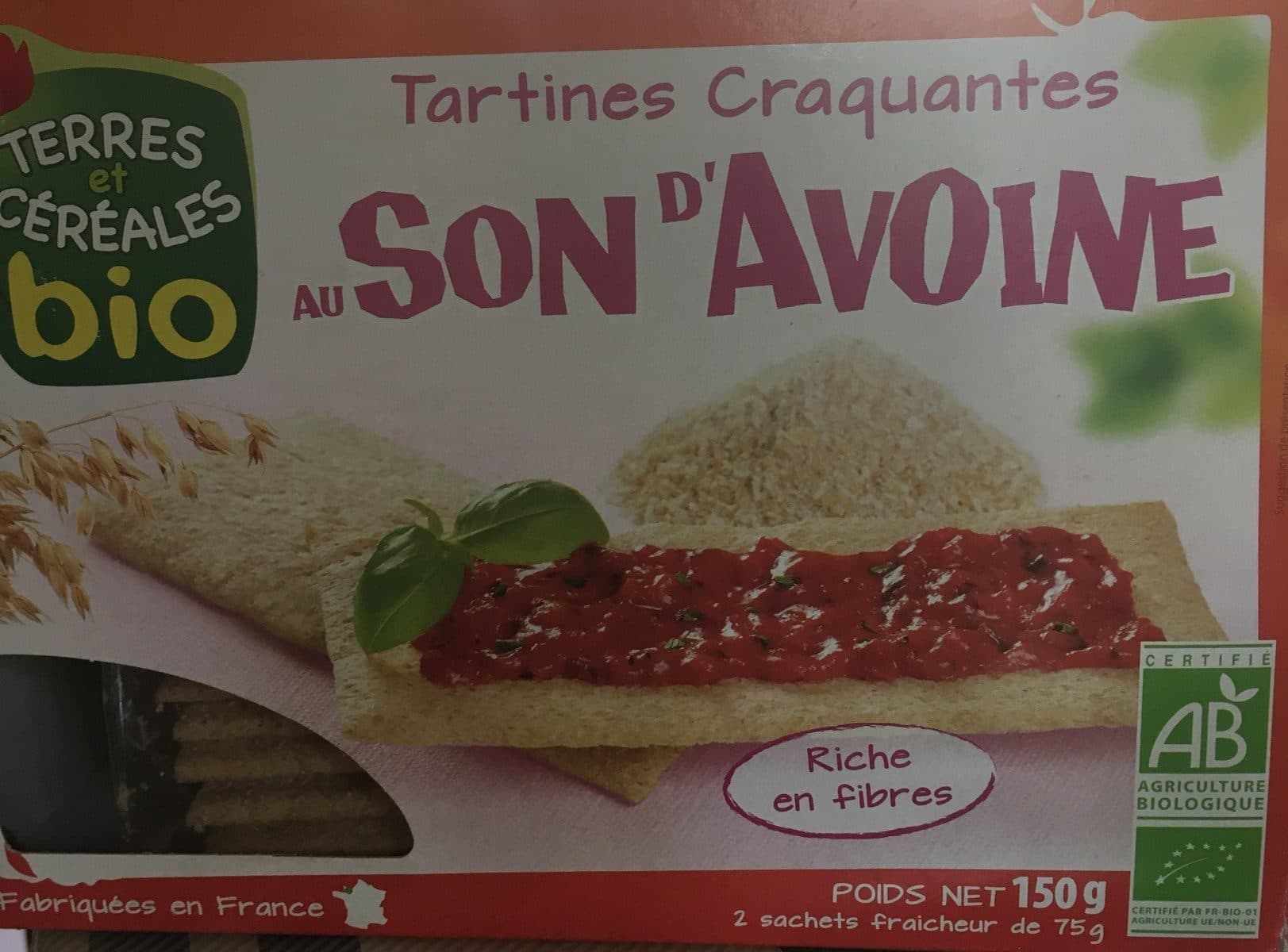 Terres et Céréales Bio Tartines Craquantes au Son d'avoine packshot