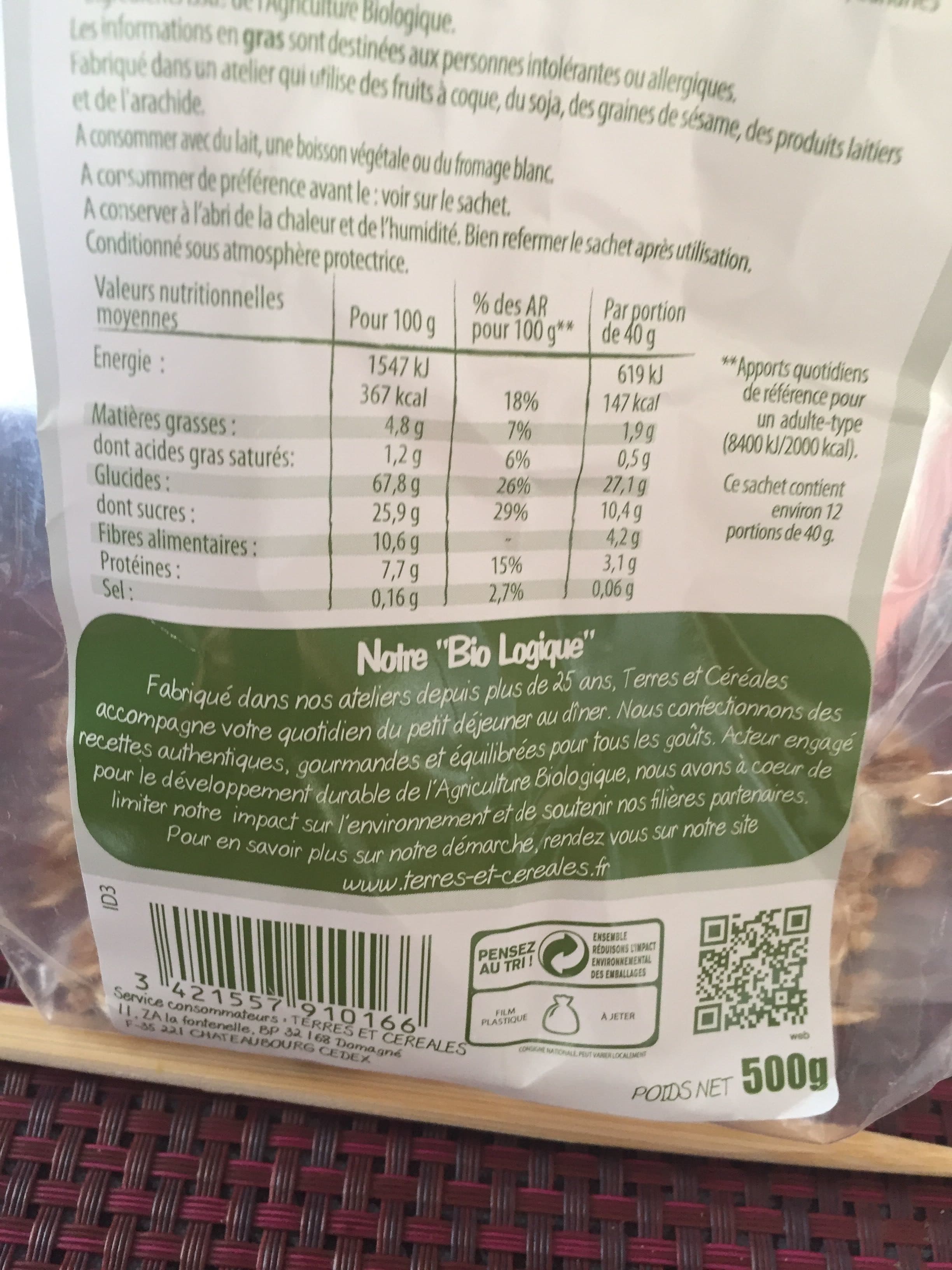Terres et cereales Muesli Aux 8 Fruits 500G packshot