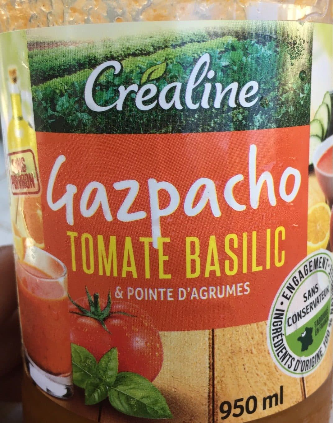 Crealine Gazpacho Tomate Basilic & Pointe d'agrumes packshot