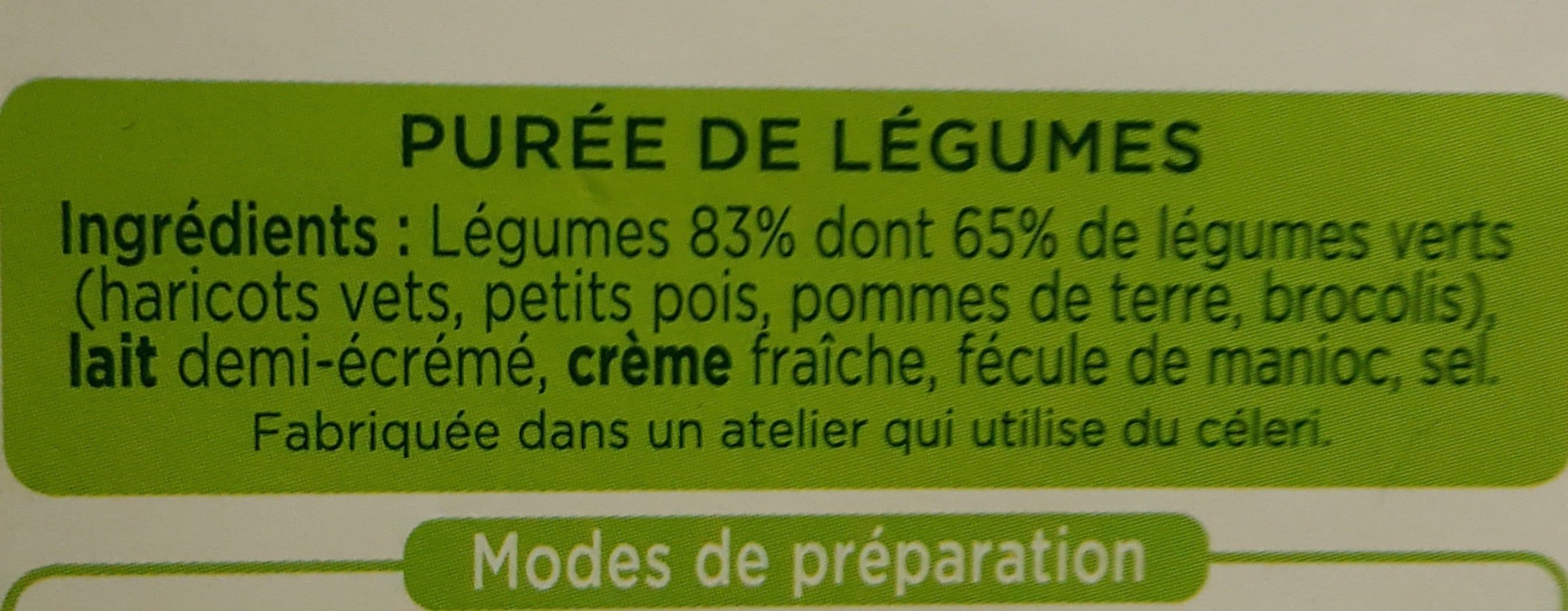 Crealine Purée trio de légumes verts packshot