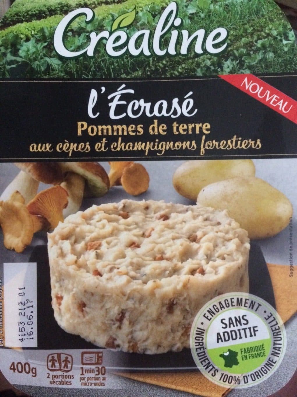 Créaline L'Écrasé Pommes de terre aux cèpes et champignons forestiers packshot
