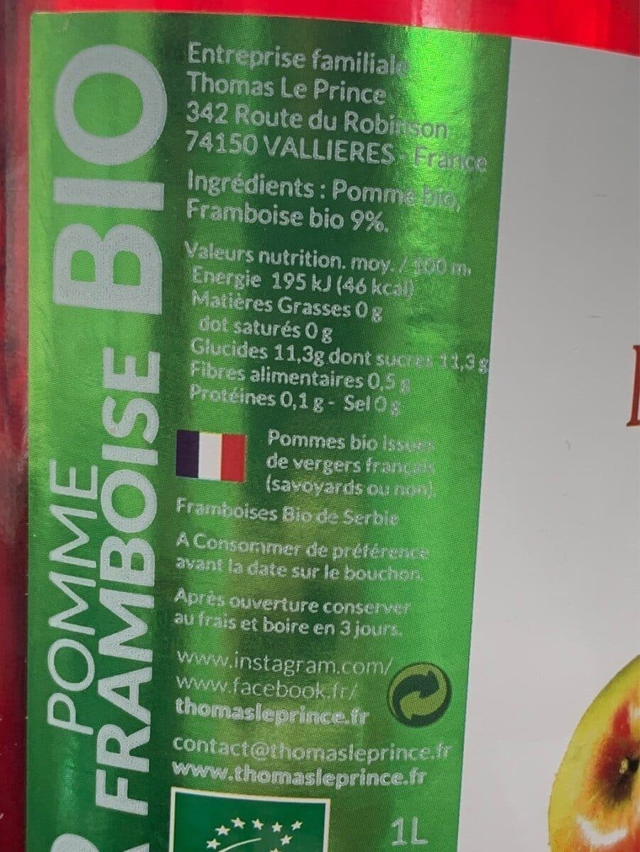 Thomas Le Prince pur jus pomme framboise bio packshot