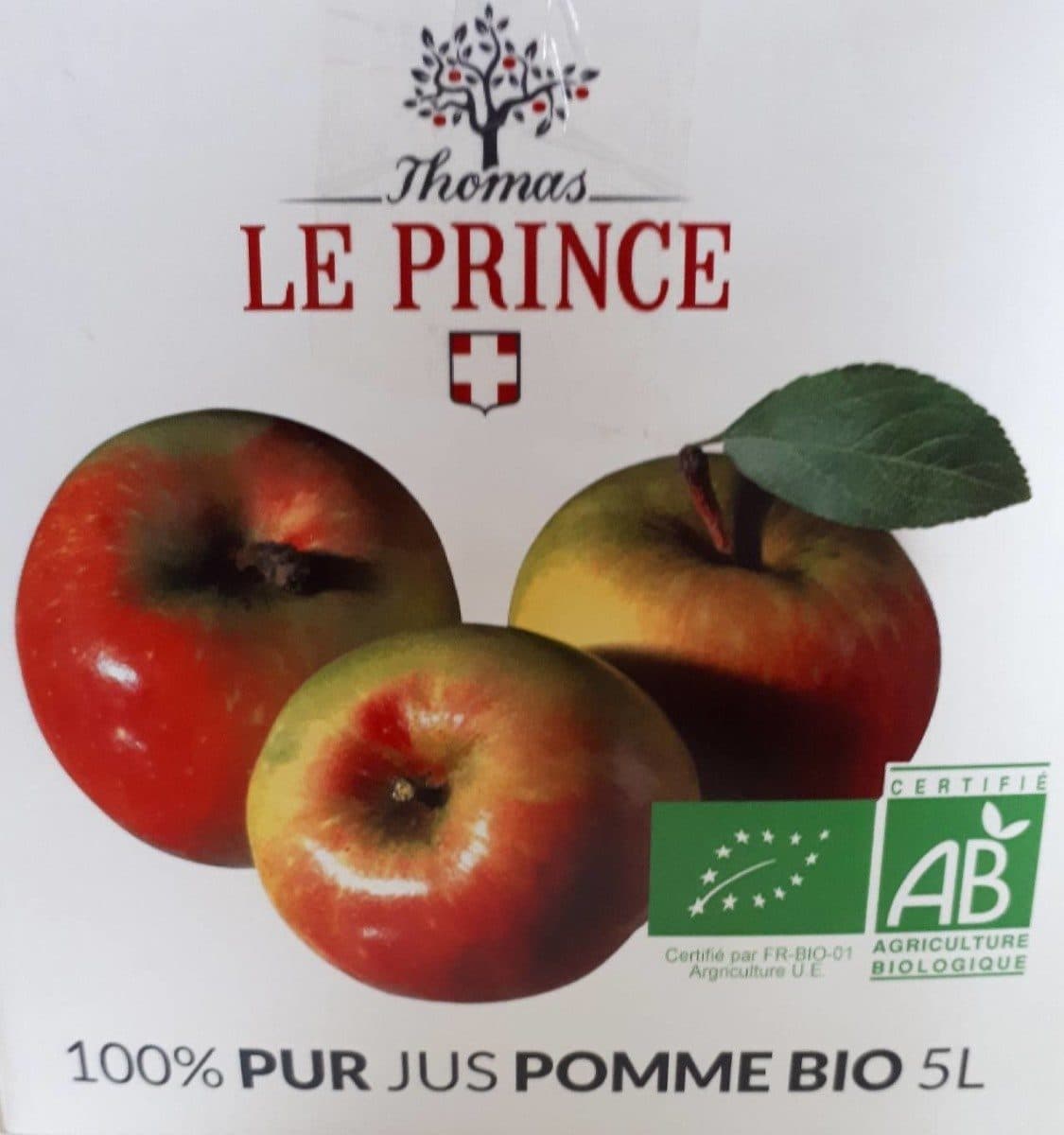 Thomas Le Prince 100% pur jus de pomme bio 5L packshot