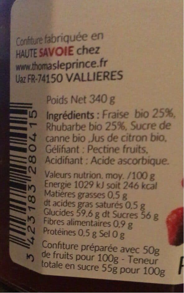 Thomas Le Prince Confiture fraise et rhubarbe packshot