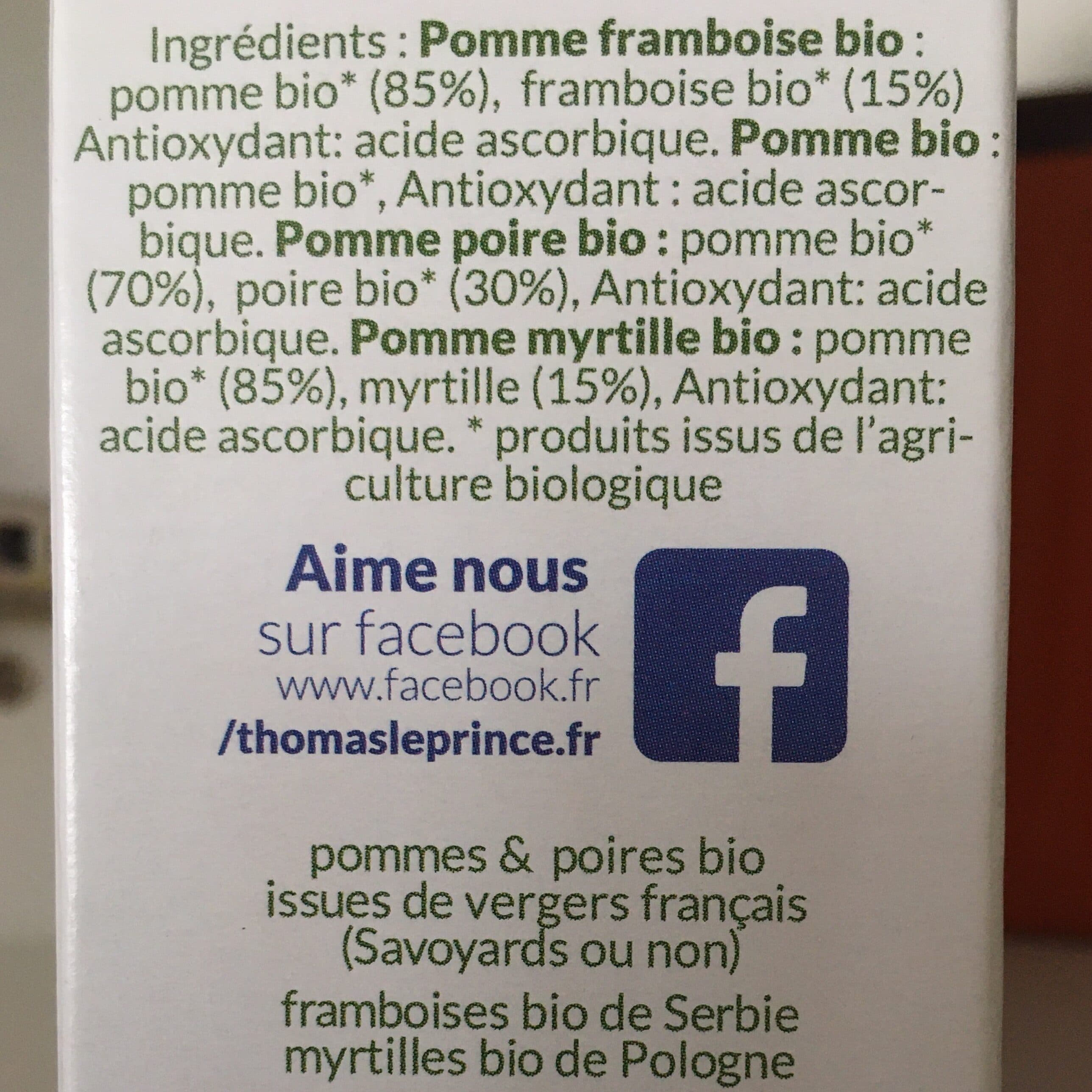 Thomas le prince Gourde Bio Purée à Boire - 4 saveurs packshot
