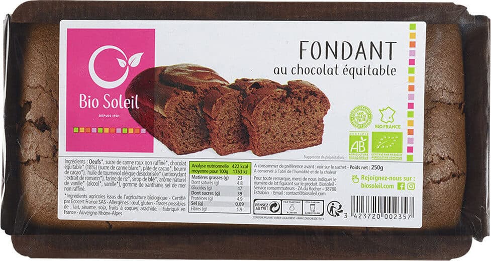 BIO SOLEIL Fondant au chocolat packshot