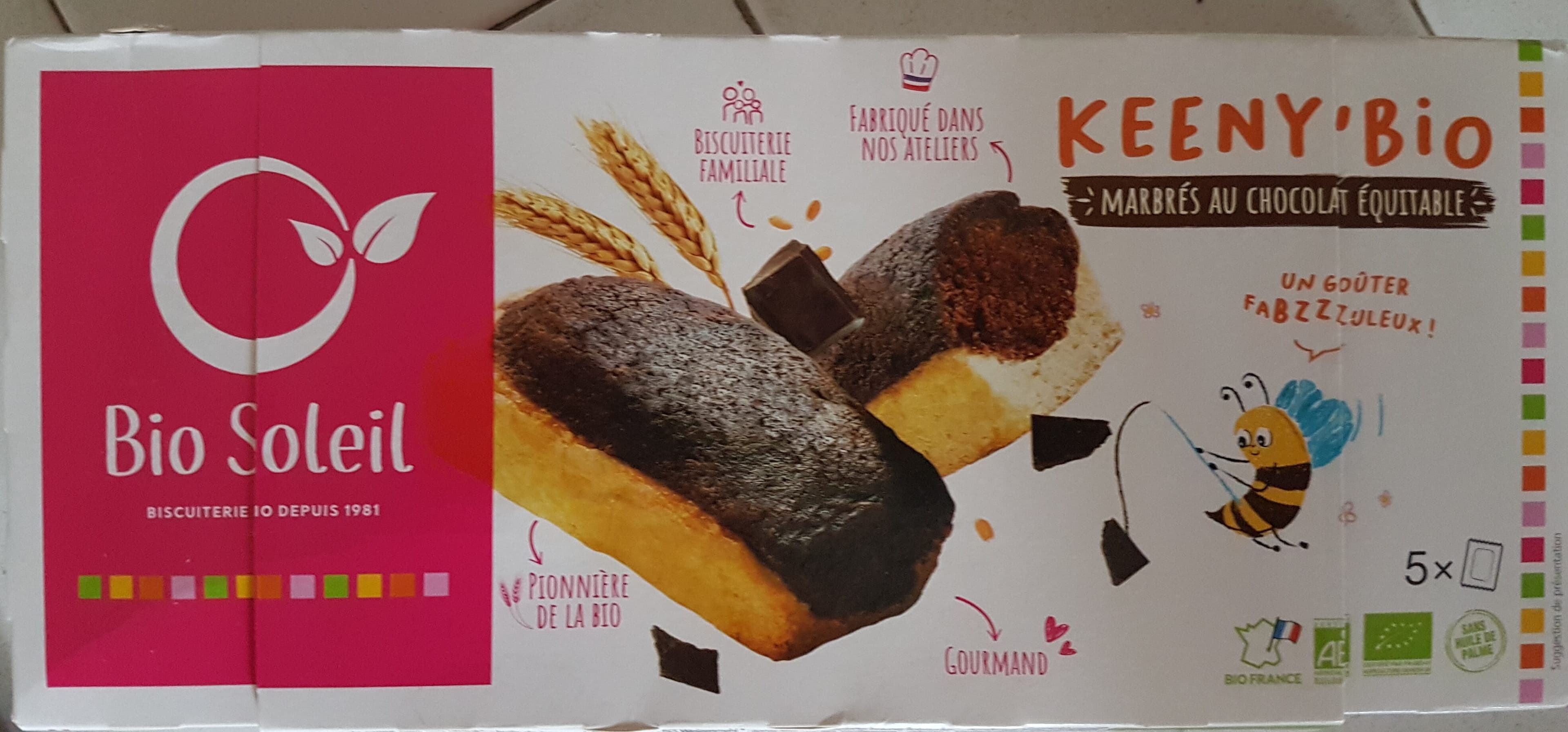 Bio soleil Keeny Bio - Marbrés au chocolat équitable packshot