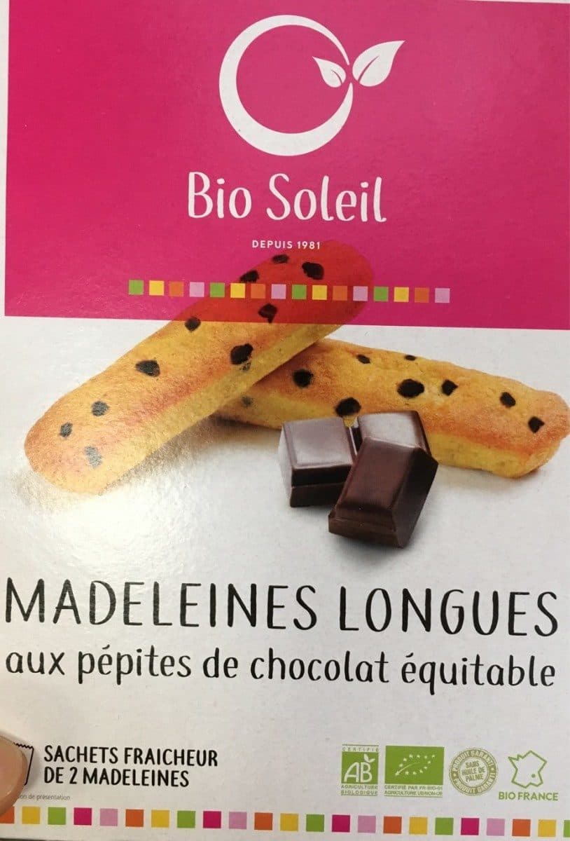 Bio Soleil Madeleines longues chocolat packshot