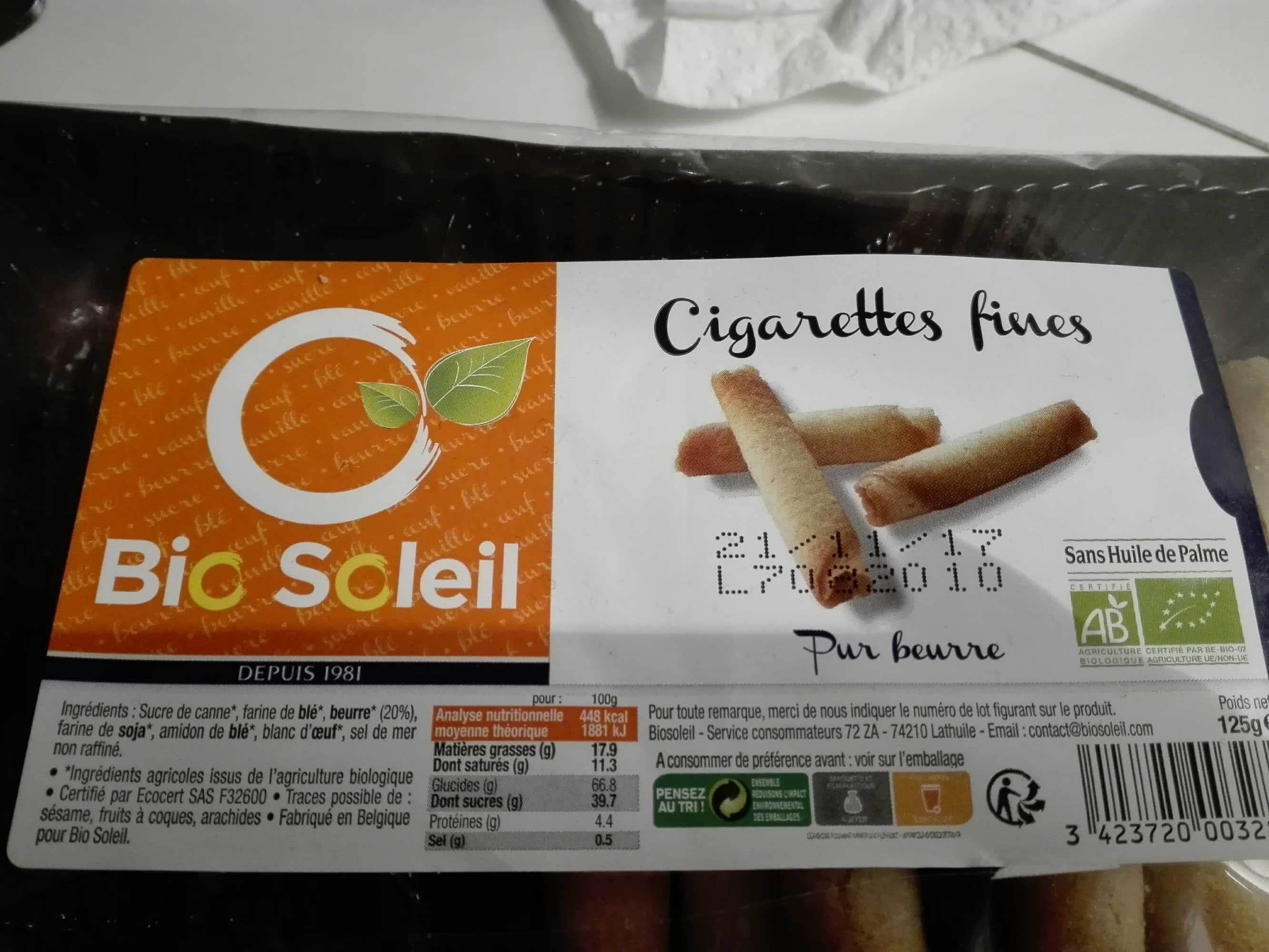 Bio Soleil Cigarettes fines pur beurre packshot