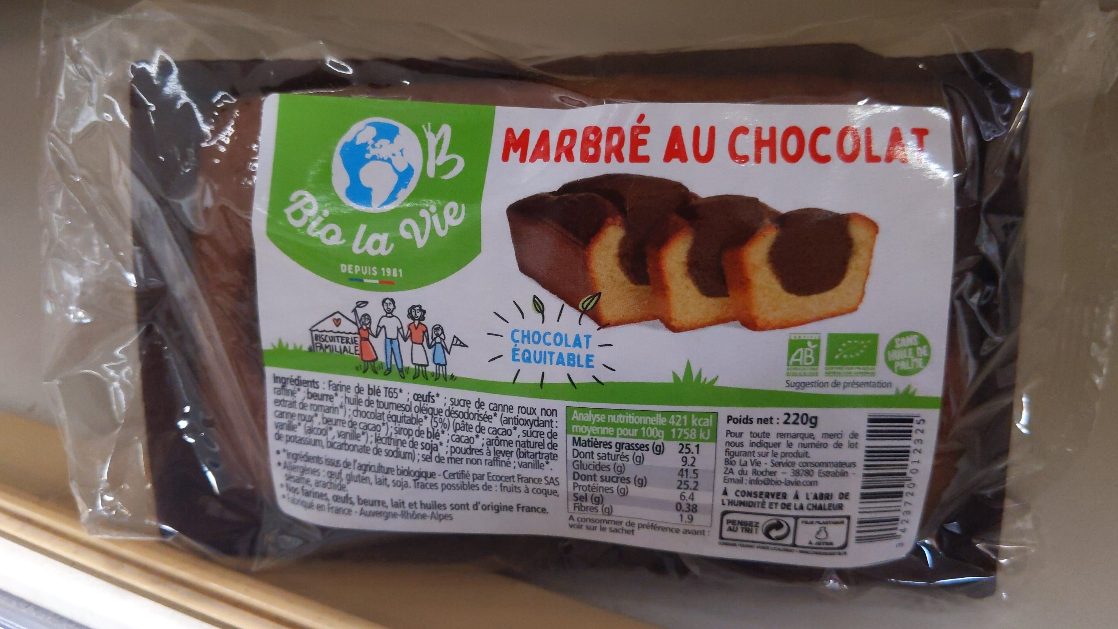 BIO LA VIE Marbré au chocolat équitable packshot