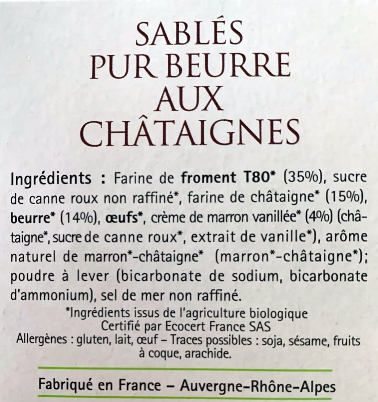 Bio la Vie Sablés Pur Beurre Aux Châtaignes packshot