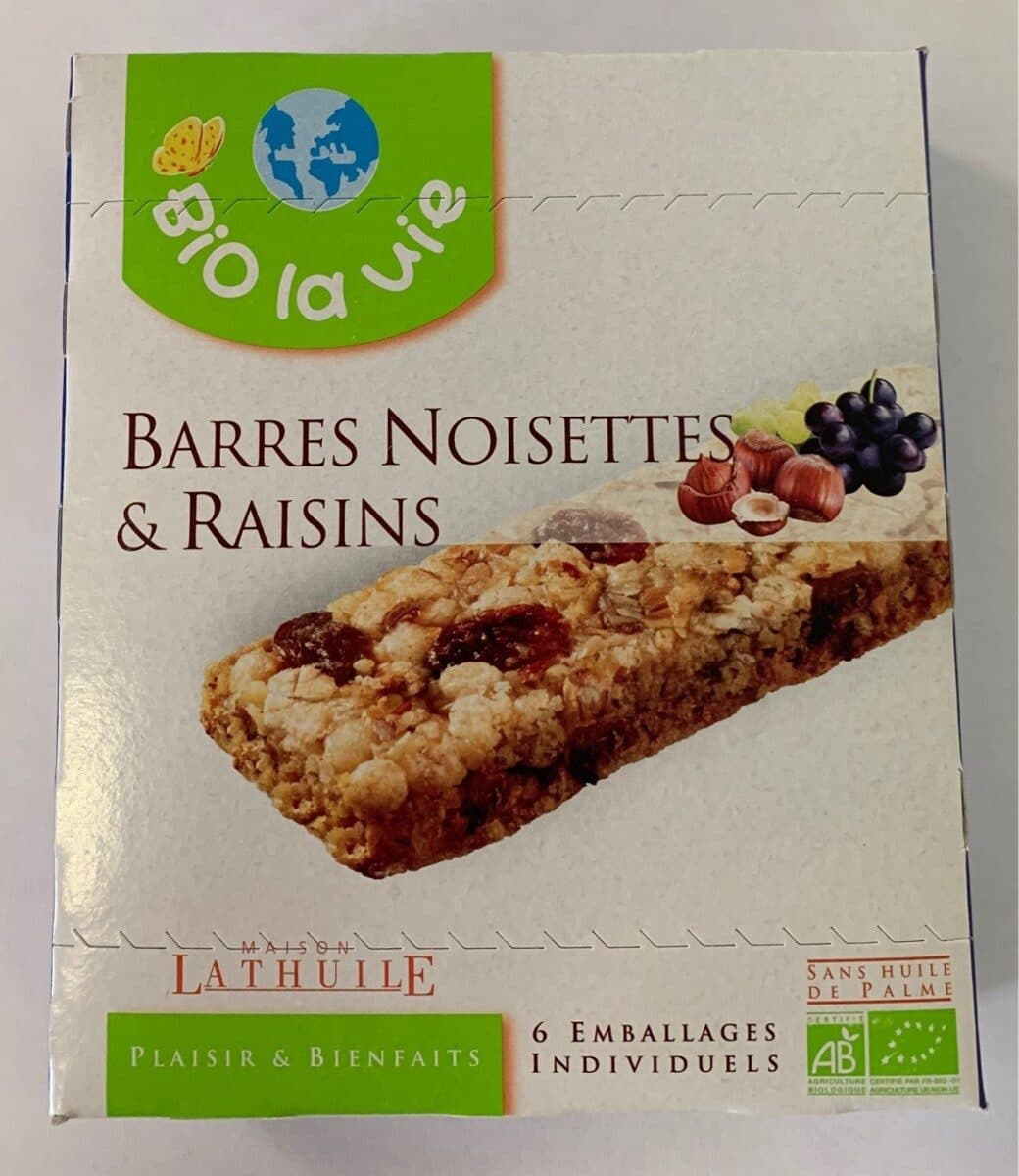 Bio la Vie Barre Noisettes & Raisins packshot
