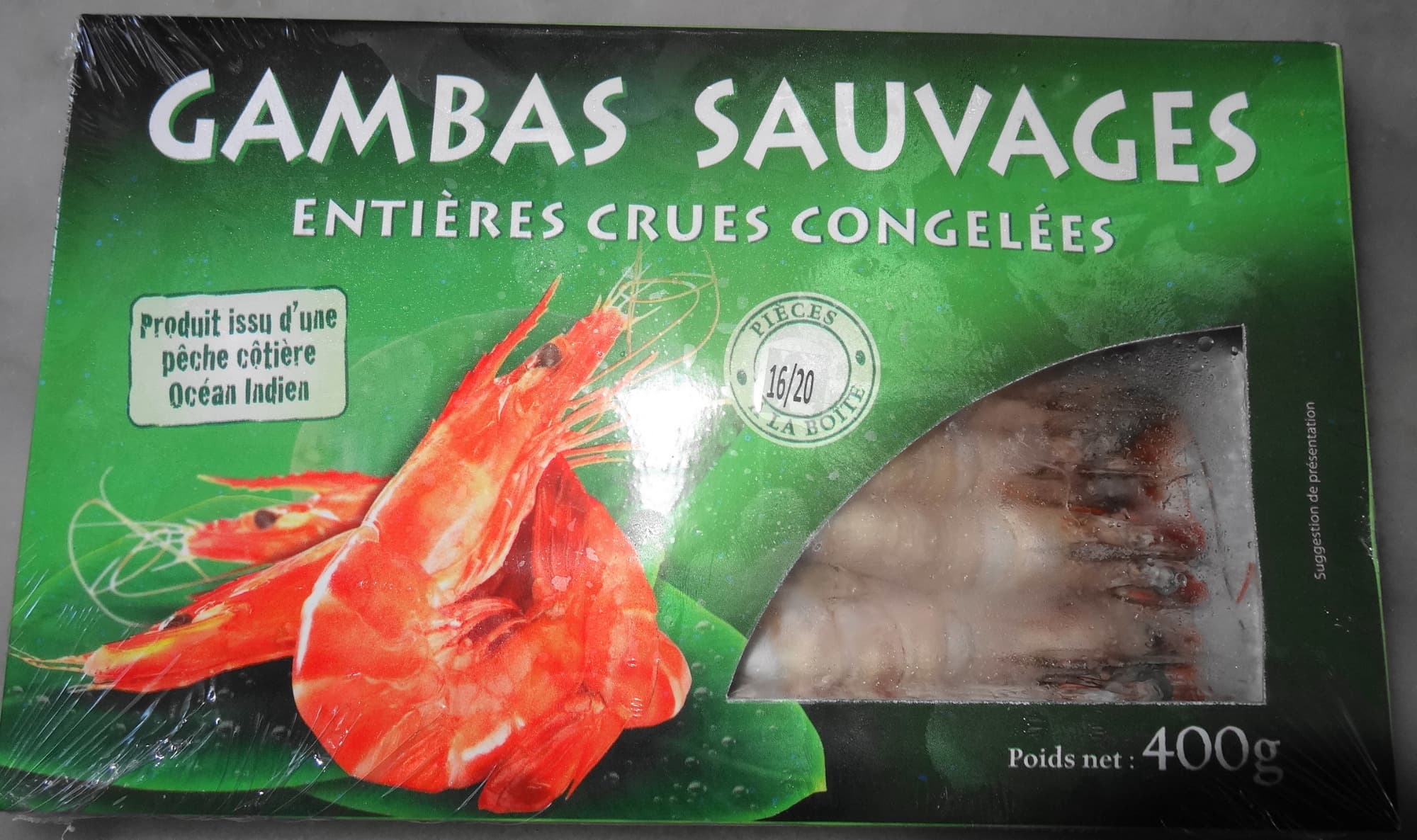 Gel-Pêche Gambas sauvages, entières crues, congelées packshot