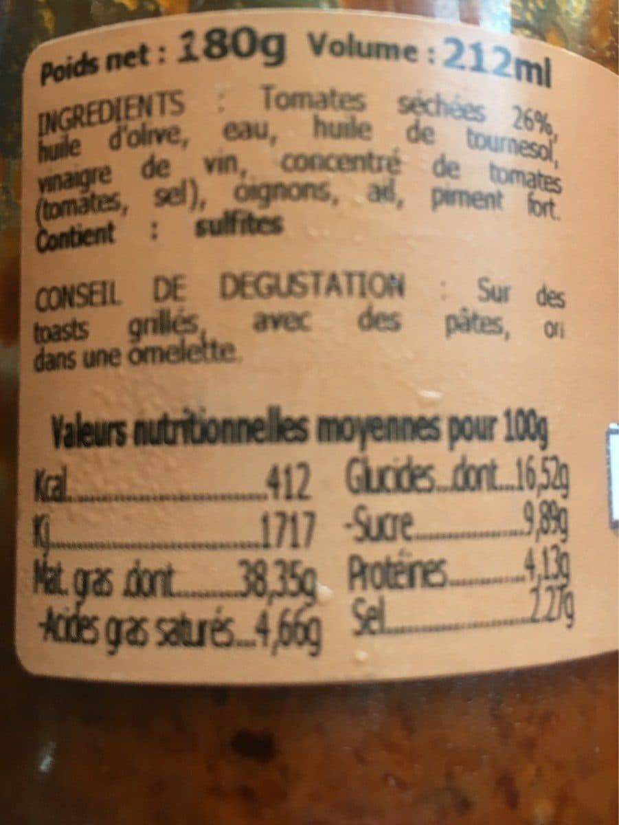 Open Food Facts Délice de tomates séchées packshot