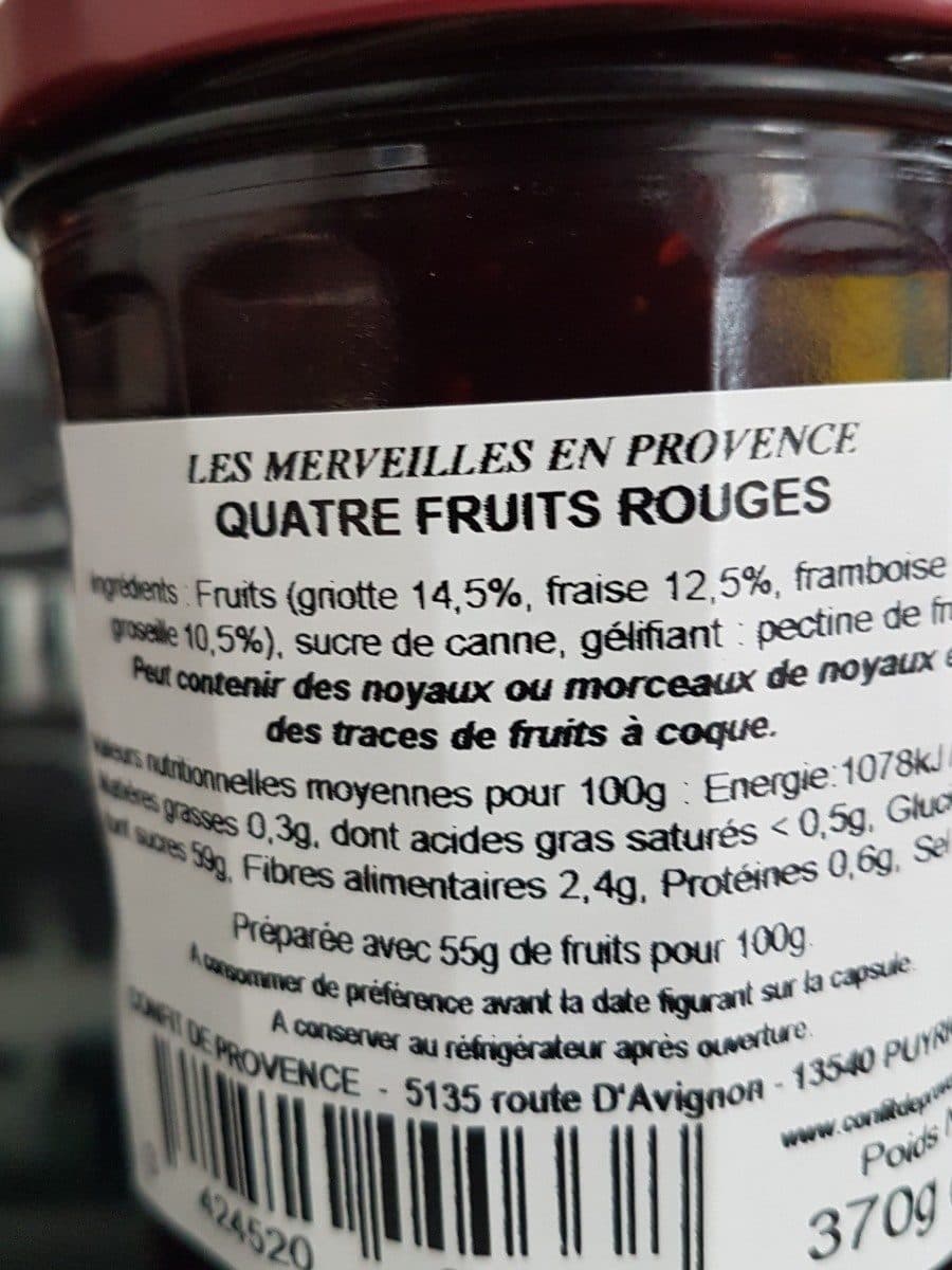Les Merveilles en Provence Confiture extra - Quatre fruits rouges packshot