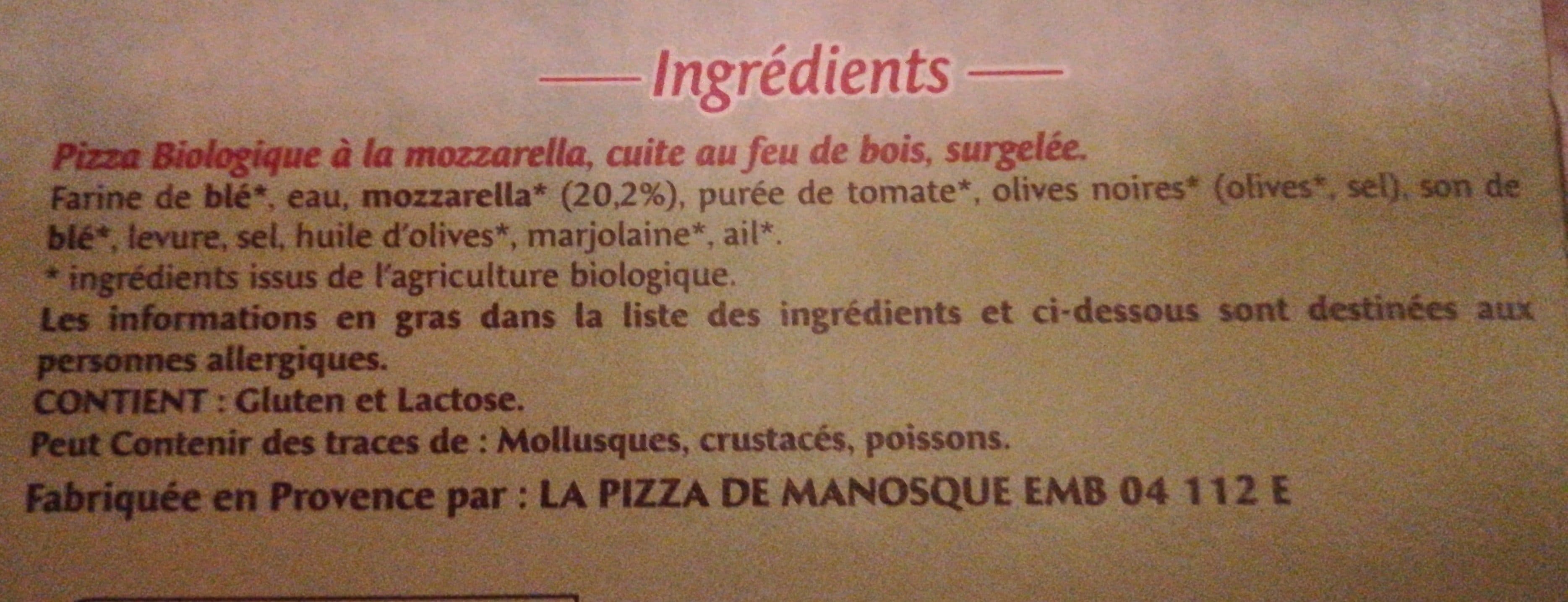 La Bio De Manosque Pizza Margherita Mozzarella packshot