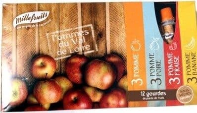 Millefruits Gourdes de Purée de Fruits : mix Pommes-Poires-Fraises-Bananes packshot