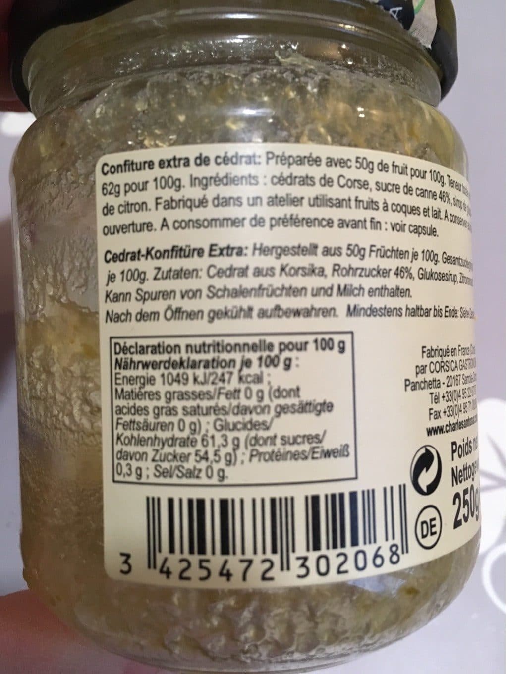 Charles antona Confiture Charles Antona Cedrat packshot
