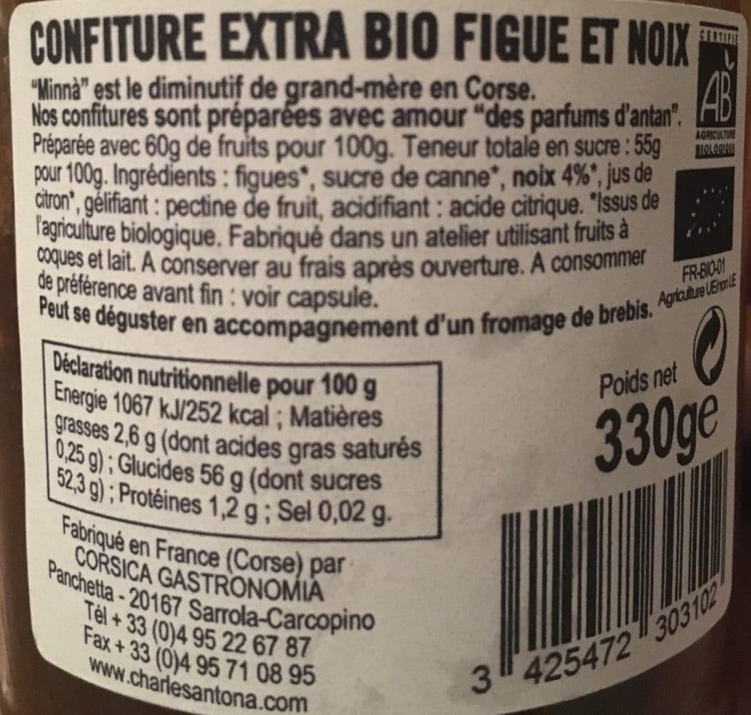 Les Confitures de Minnà Confiture extra bio figue et noix packshot