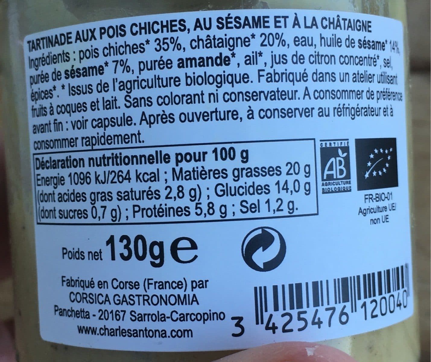Charles Antona Tapas bio de corse packshot