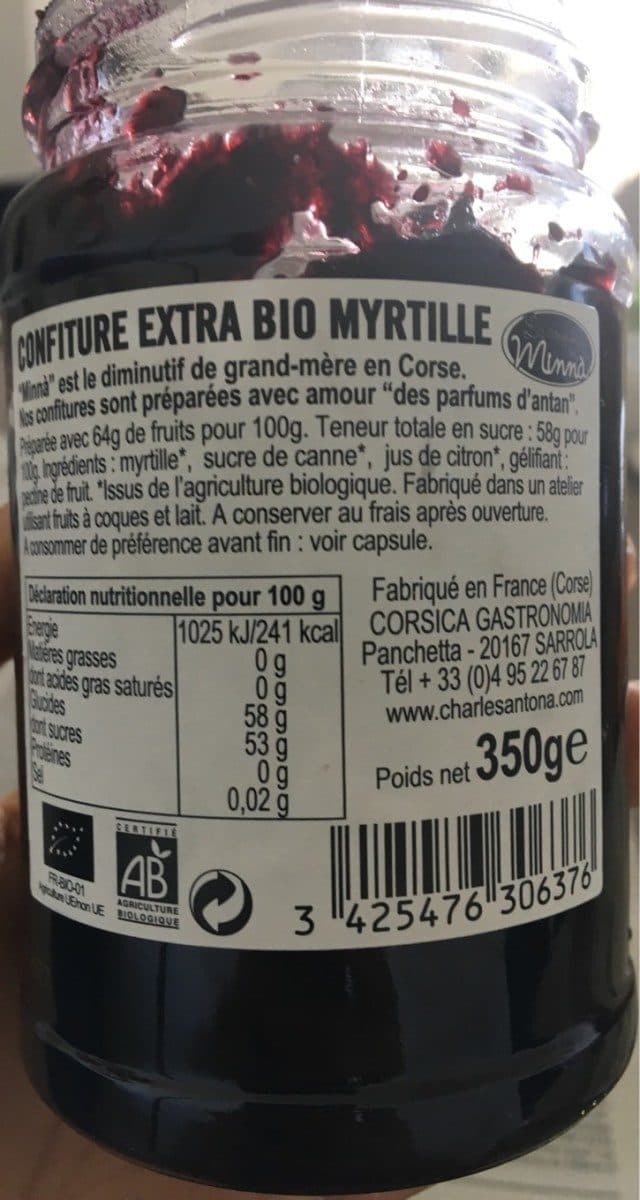 Charles Antona Confiture Extra Bio Myrtille packshot