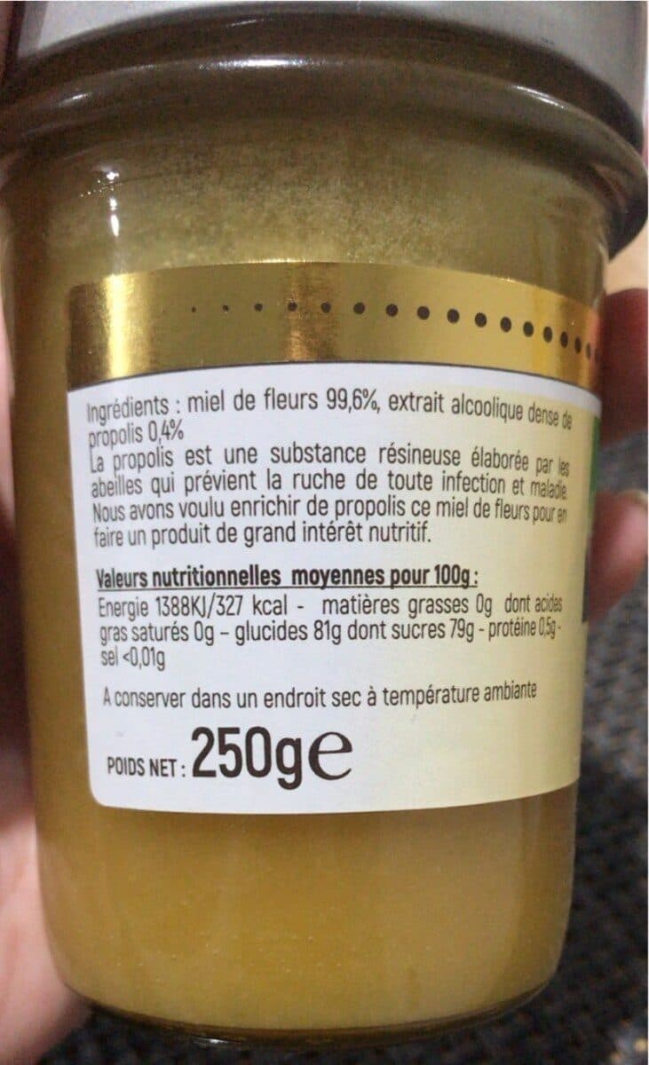 Open Food Facts Miel de fleurs cremeux et propolis packshot