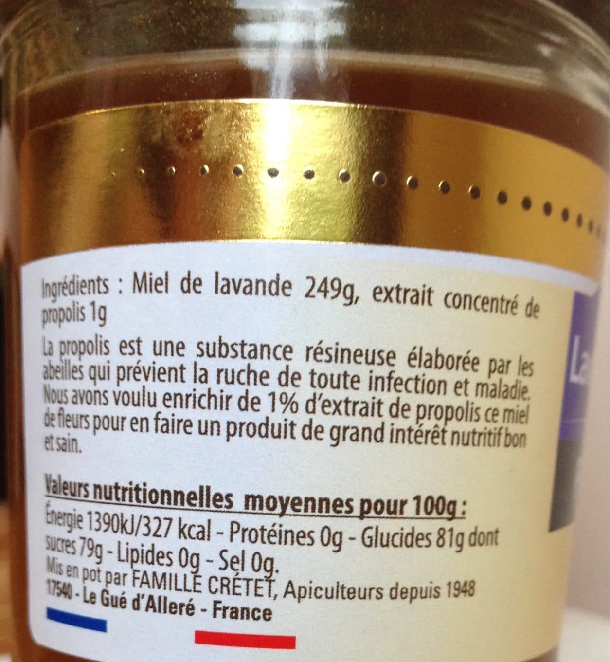 Les Ruchers Du Gué Miel de lavande maritime et propolis packshot