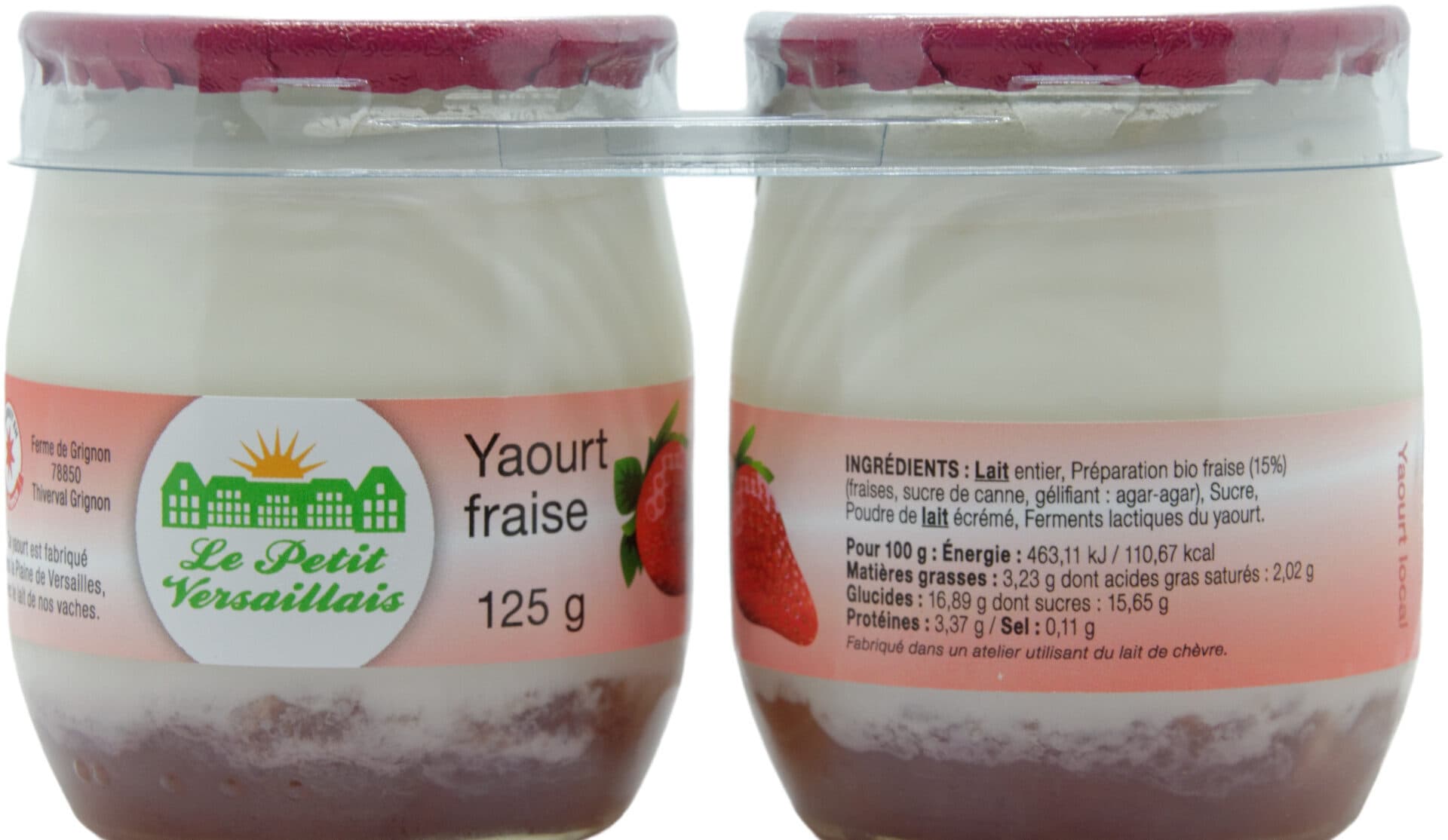 Le Petit Versaillais Yaourt au lait entier bi-couche fraise packshot