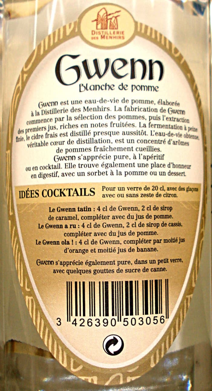 Distillerie des Menhirs Gween Blanche de Pomme packshot