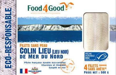 Food4Good Filets sans peau Colin Lieu (Lieu Noir) de Mer du Nord MSC packshot