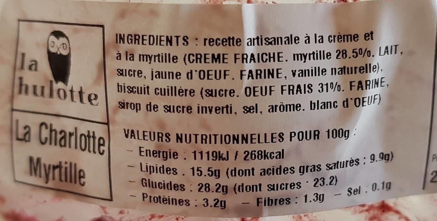 La Hulotte Charlotte artisanale aux myrtilles packshot