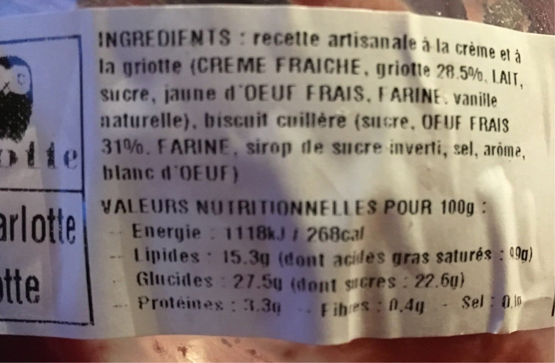 Open Food Facts La charlotte artisanale aux griottes packshot