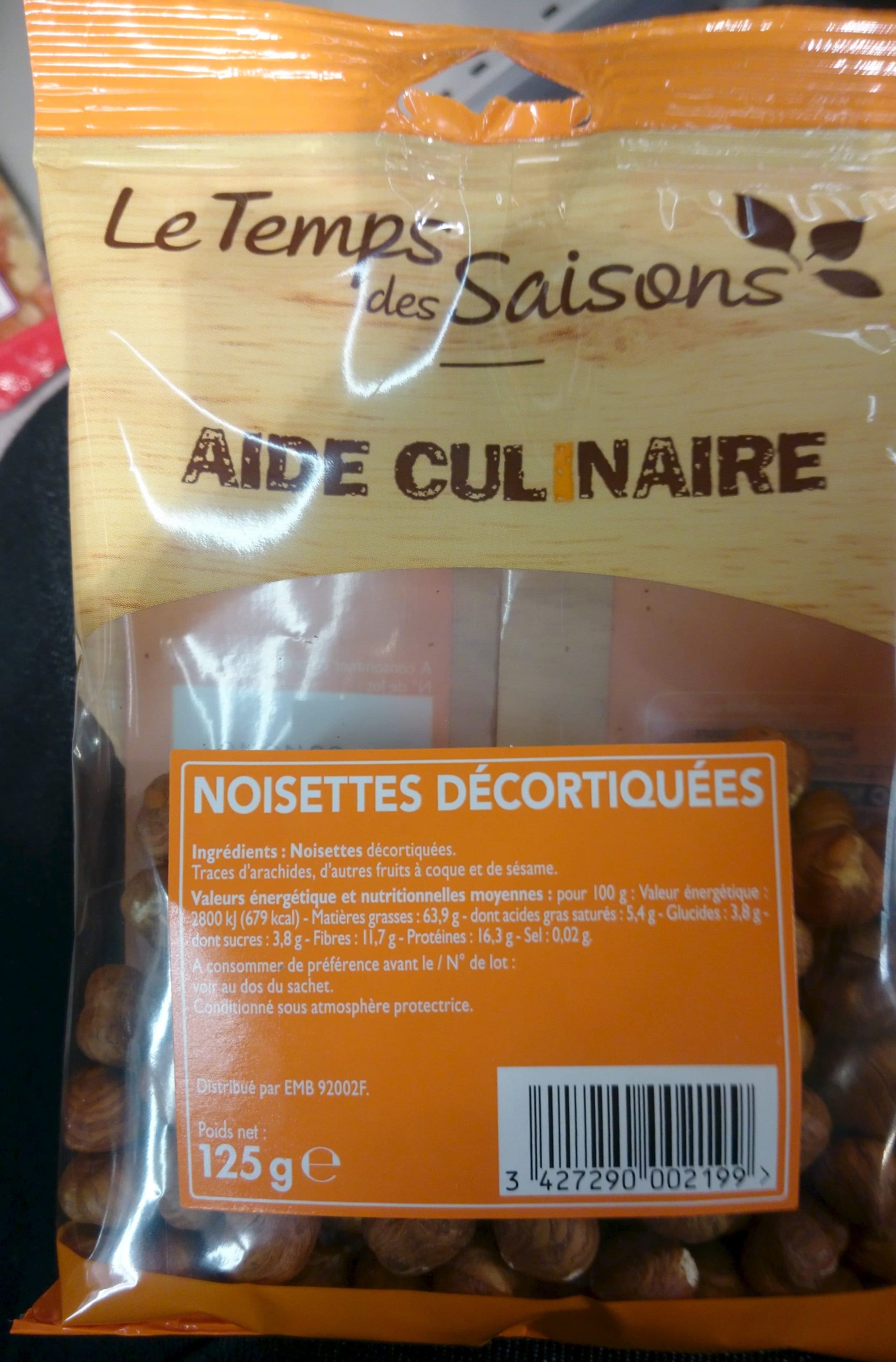 Le Temps des Saisons Noisettes décortiquées packshot