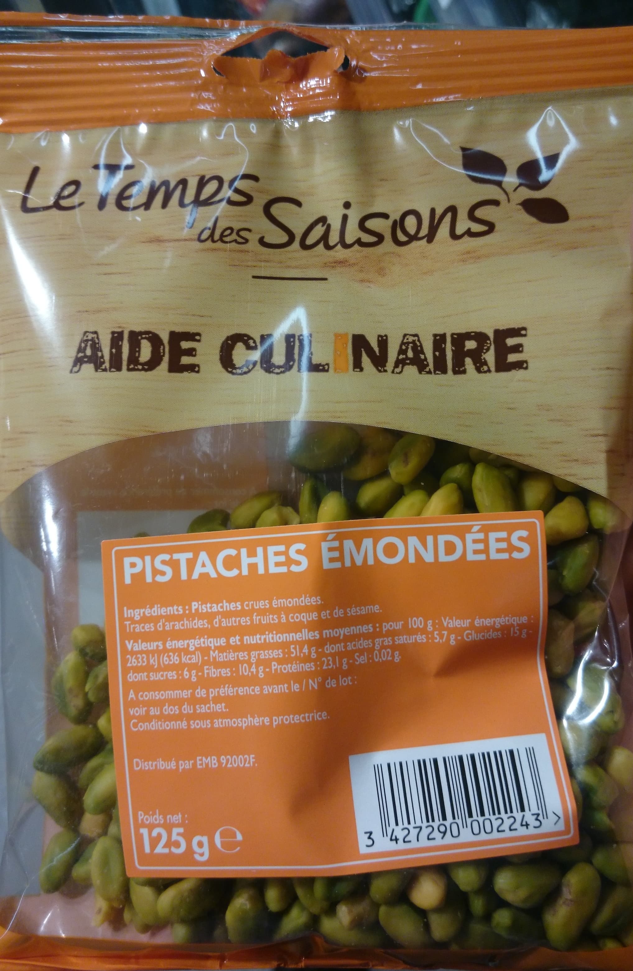 Le Temps des Saisons Pistaches émondées packshot