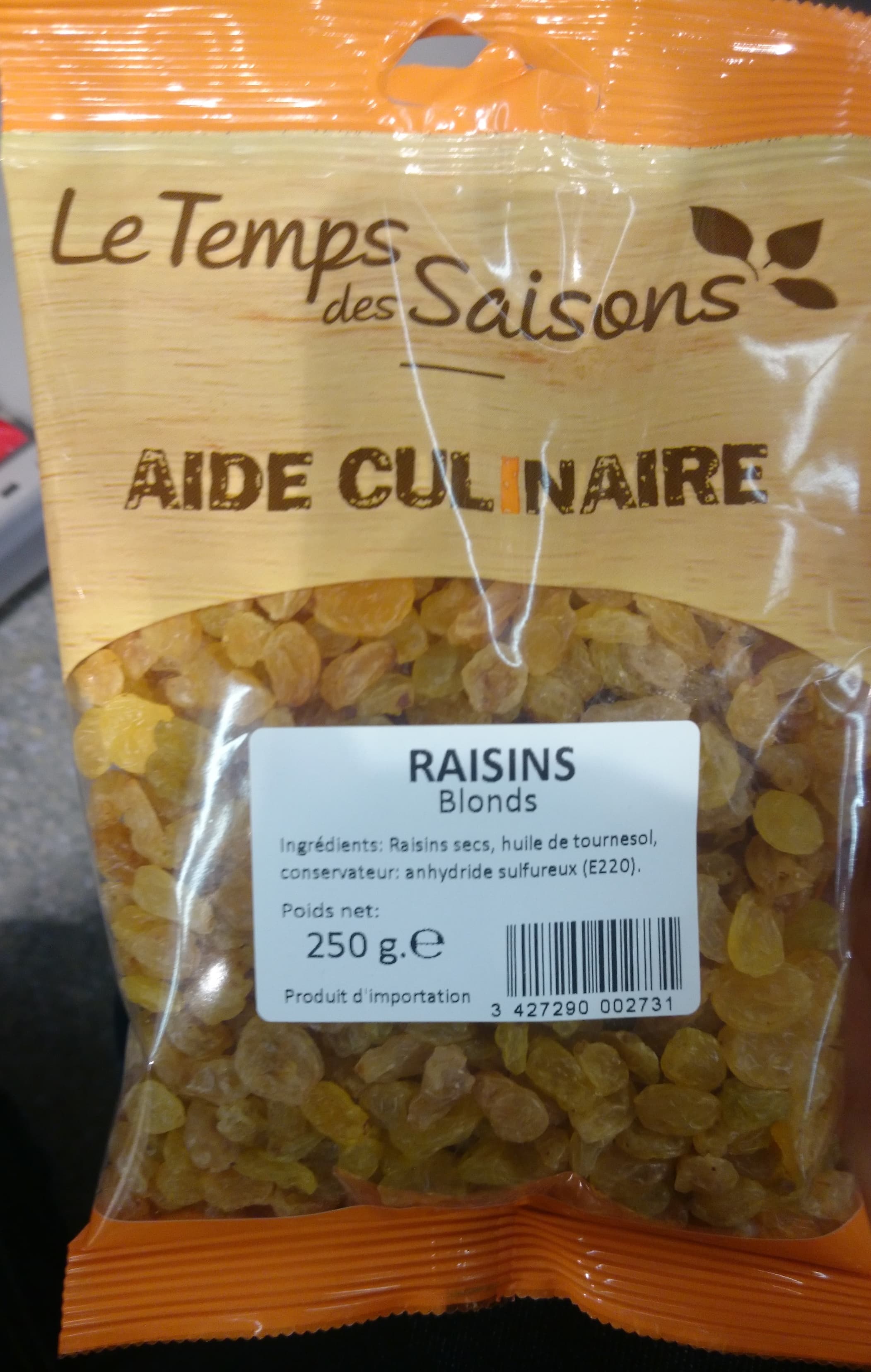 Le temps des saisons Raisins Blonds packshot