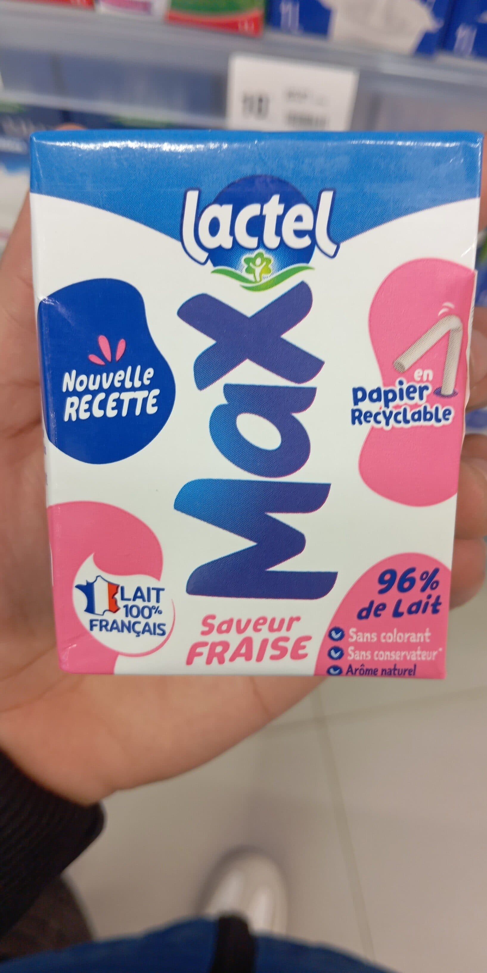 Lactel Lait max fraise Lactel packshot