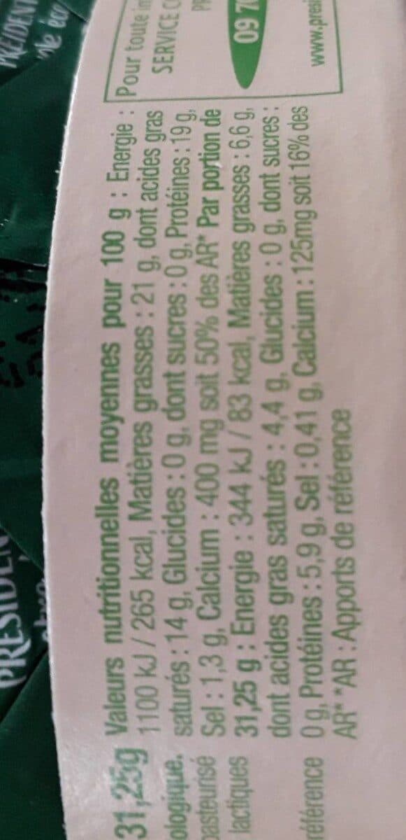 President Camembert Bio Portion 141 MG Calcium / Portion packshot