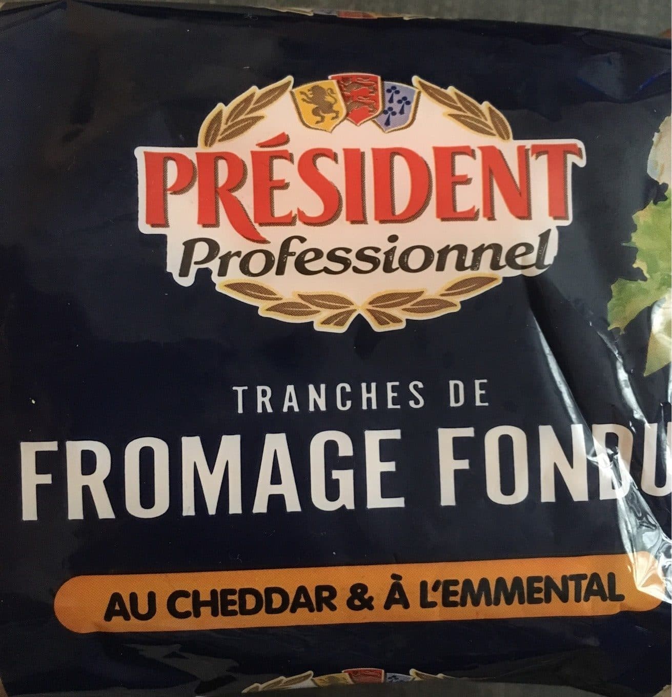 Président Tranches de Fromage Fondu au Cheddar et à l'Emmental packshot
