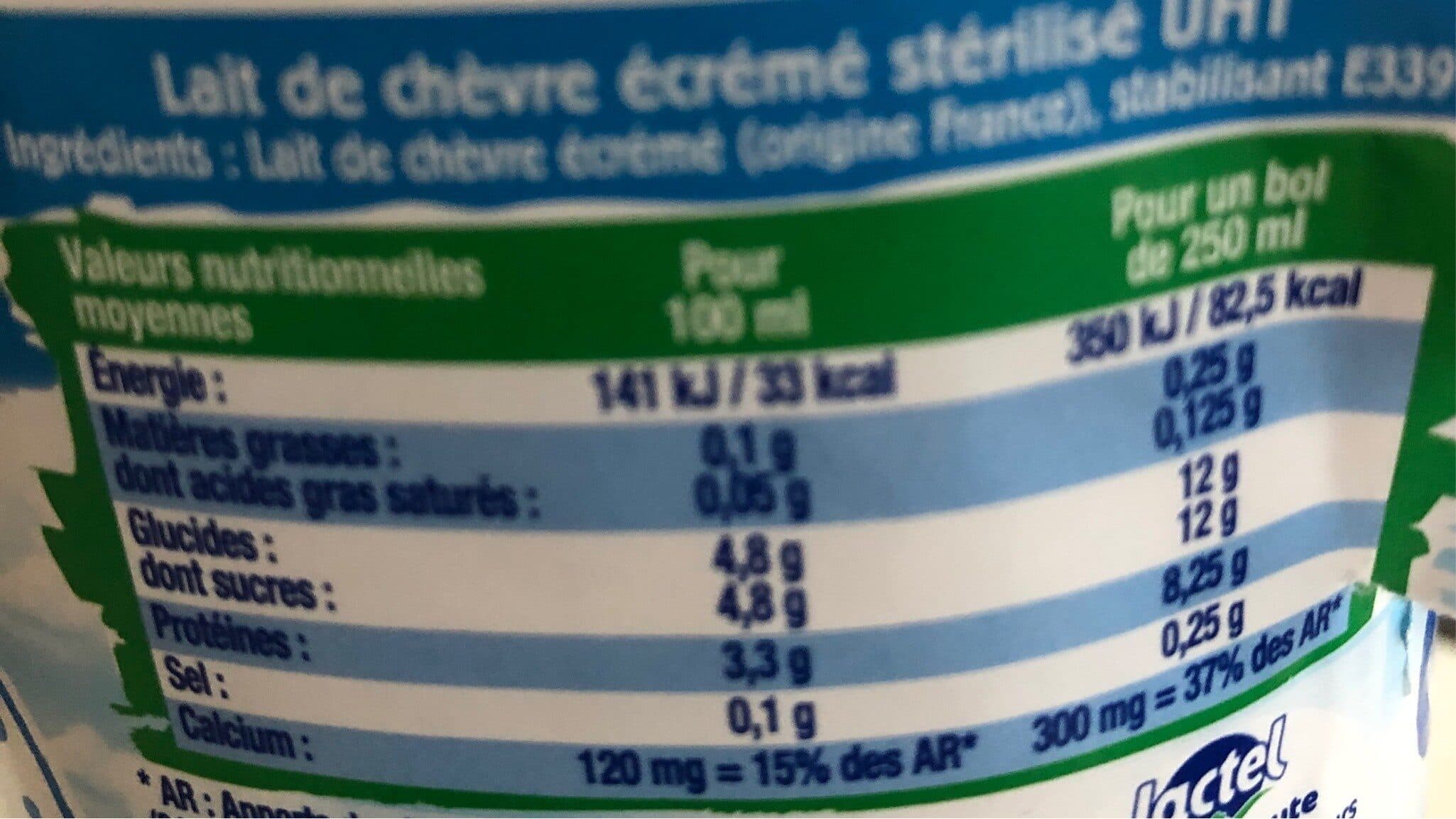 Lactel Lait de Chèvre Écrémé packshot