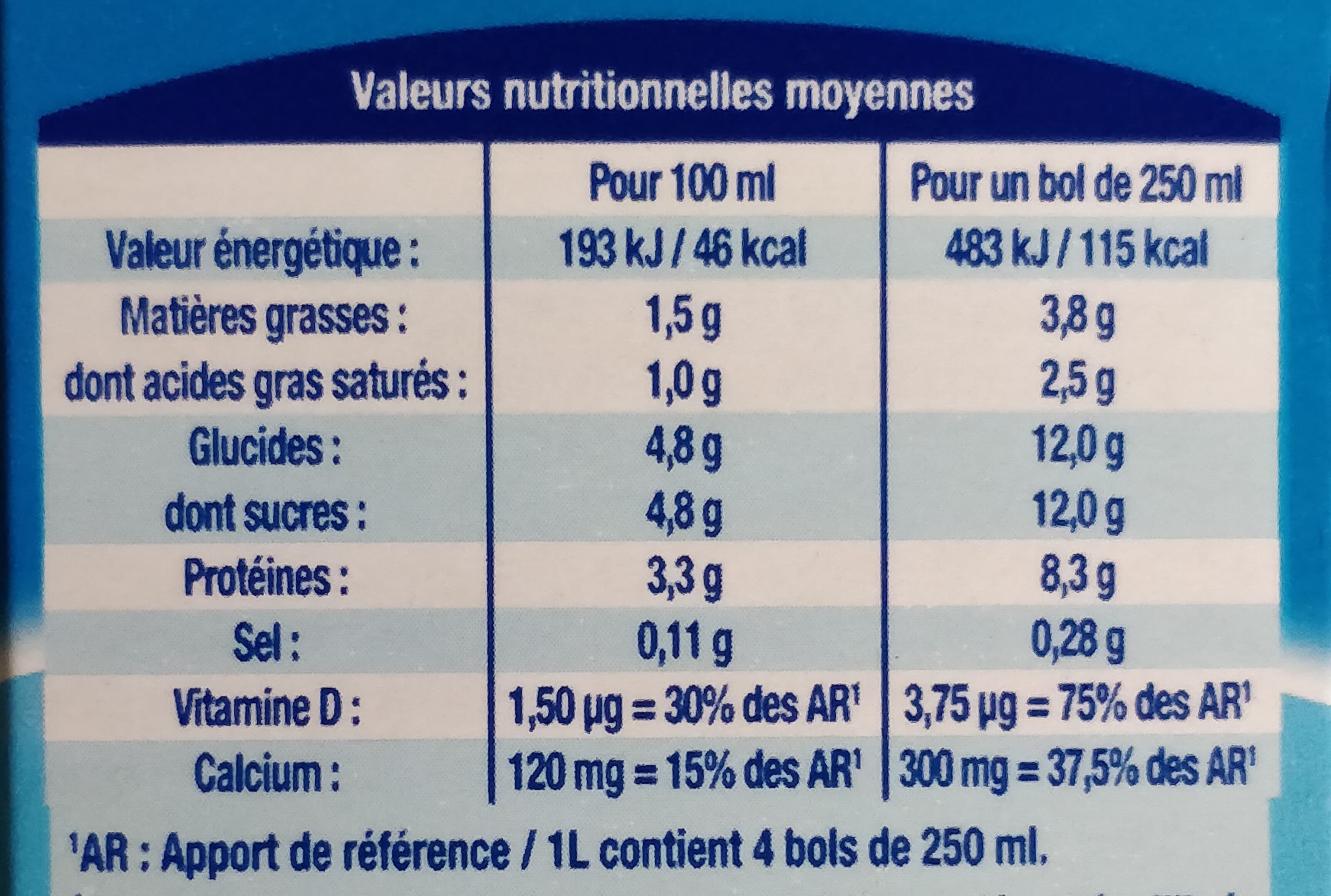 Lactel Lait Demi-écrémé avec Vitamine D packshot