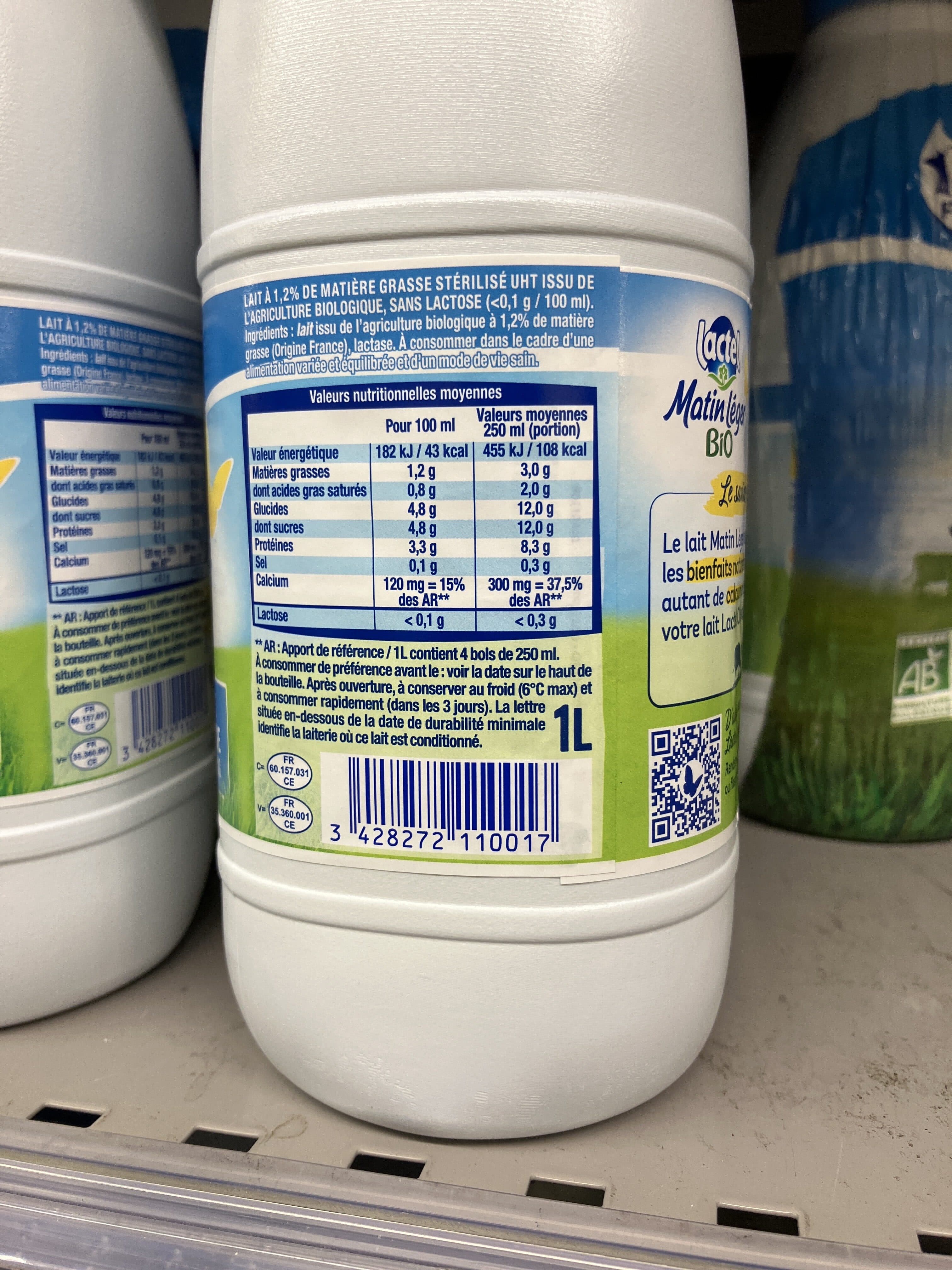Lactel Lait Matin léger BiO packshot