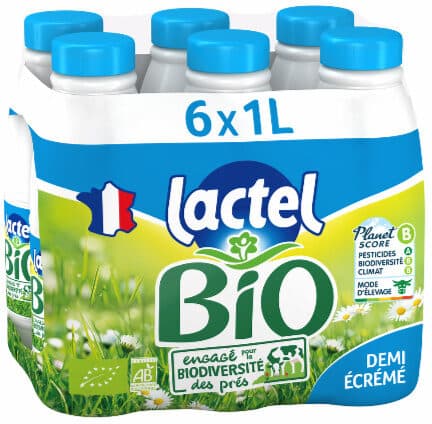 lactel Lait bio et engagé demi-écrémé stérilisé UHT packshot