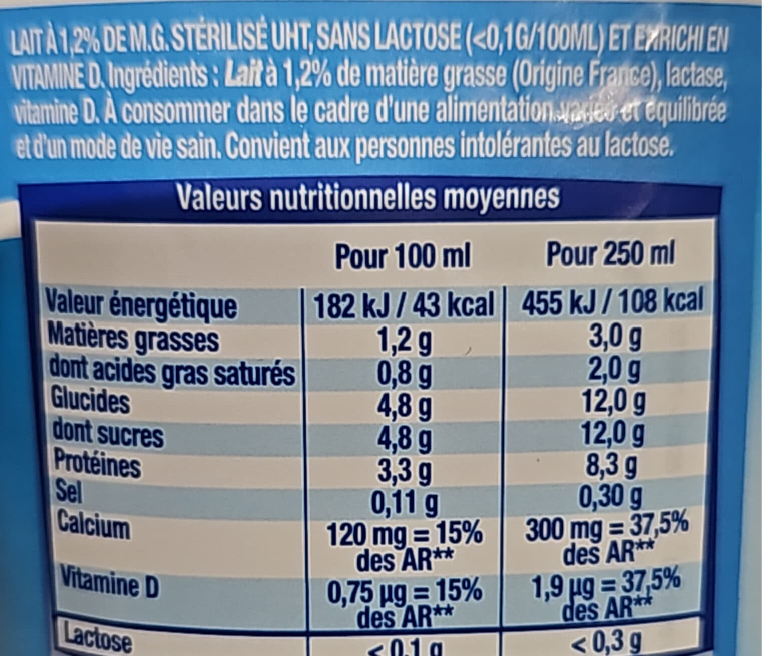 Lactel Lait 100 % français Matin Léger® Demi-Écrémé packshot
